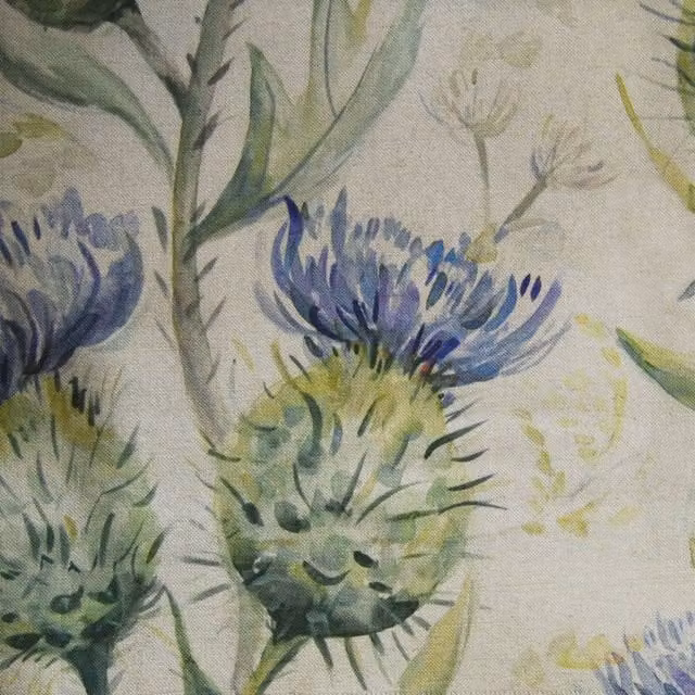 Voyage Maison Thistle Glen Blue Floral Printed Linen Fabric