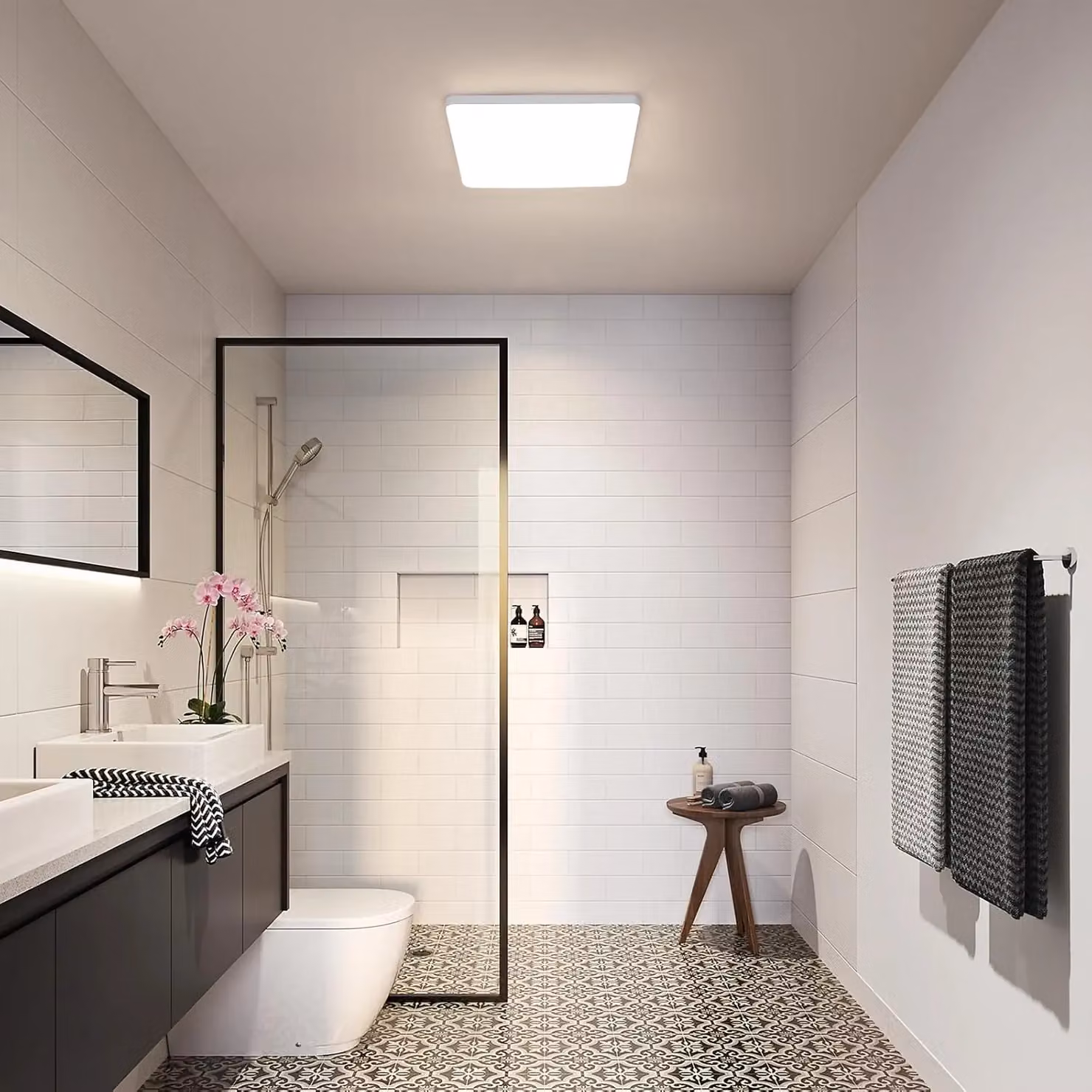Pheashine Square LED Ceiling Light, 43W, 4000K Cool White, White, W/D/H: 30 x 30 x 4 cm – 3