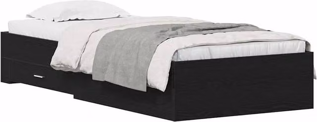 Berkfield Home Modern Bed Frame in Black Oak, W/D/H: 90 x 190 cm – 1