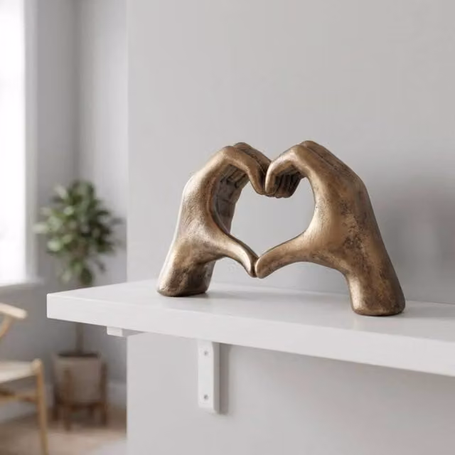 Garden Greatness Bronze Heart Hands Metal Tabletop Sculpture, Multicolour