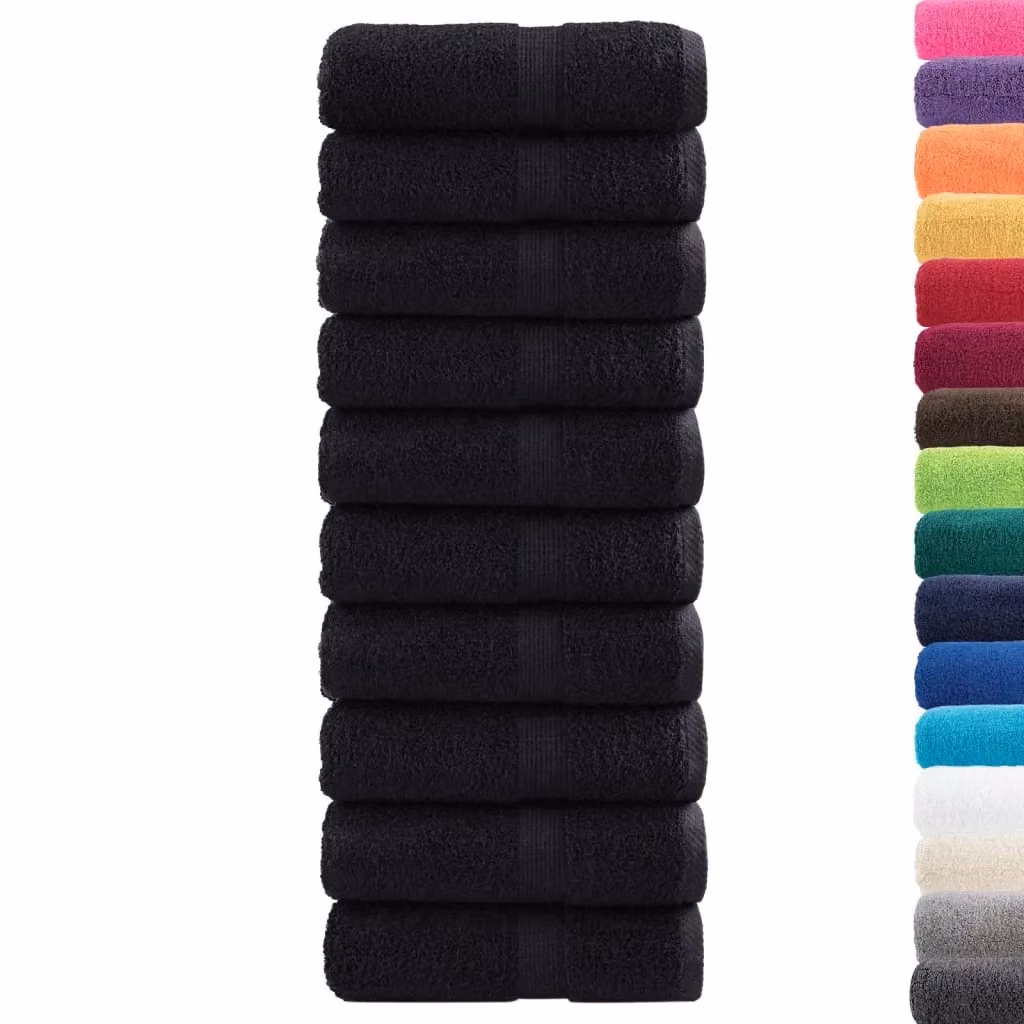 Berkfield Home SOLUND Premium Cotton Soap Towels, Black, 10 pcs, W/D/H: 30 x 30 cm, 600 gsm – 2