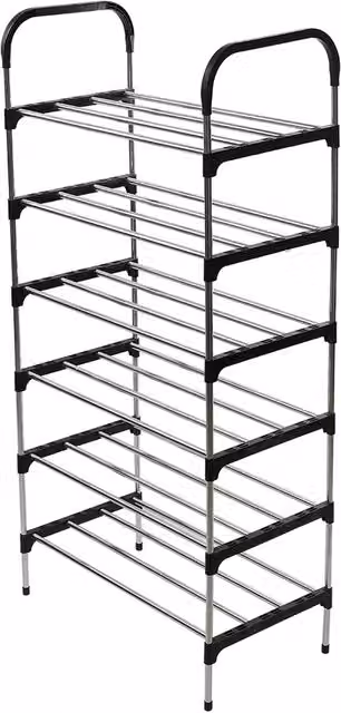 Kidkid 6 Tier Metal Freestanding Shoe Rack in Silver and Black