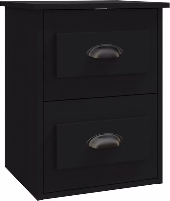 Berkfield Home Wall-mounted Bedside Cabinet in Black, W/D/H: 41.5 x 36 x 53 cm