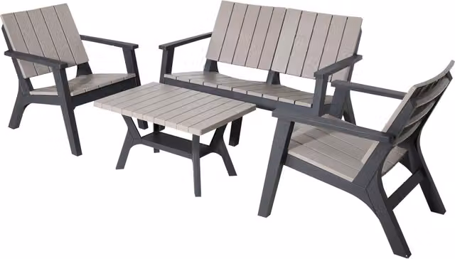Royalcraft Modern 4 Piece Conversation Set in Grey Plastic