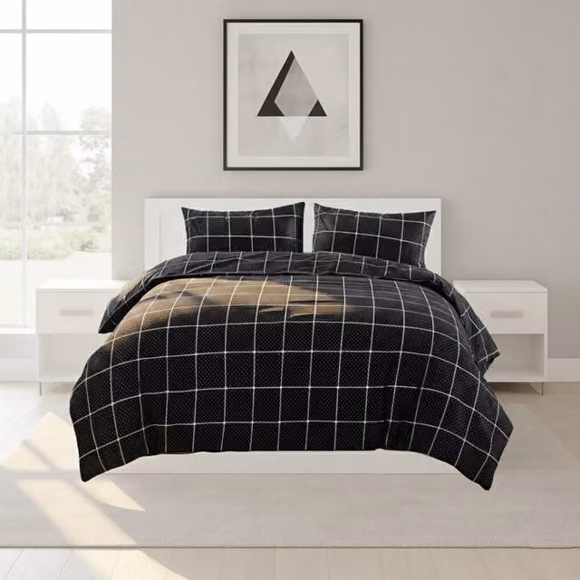 Snug City Black Dotted Pattern Duvet Cover and Pillowcase Set, Super King, 200 x 200 cm – 1
