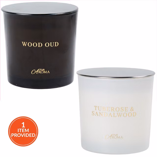 True Aroma Scented Candle in Black (Oud or Tuberose)