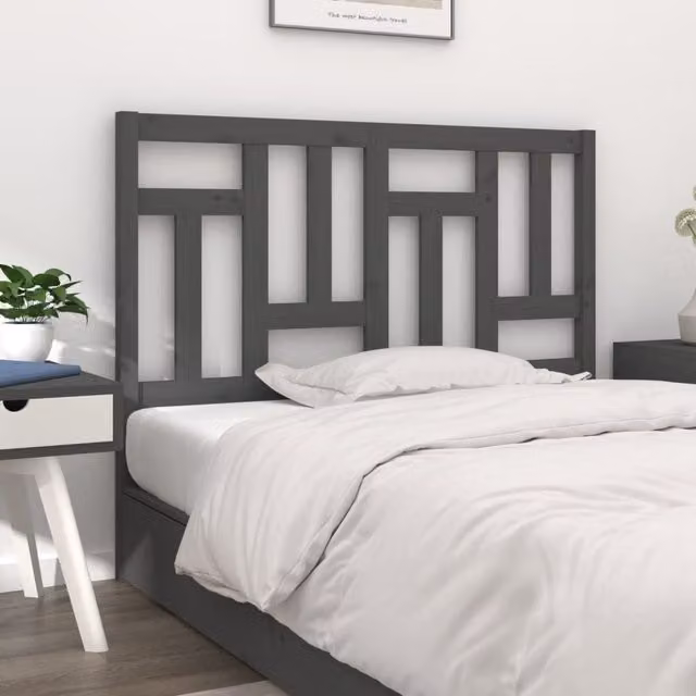 Berkfield Home Grey Rustic Solid Pine Wood Bed Headboard W/D/H: 205.5 x 4 x 100 cm