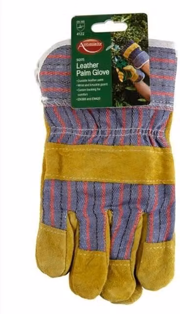 Ambassador Leather Palm Gardening Gloves in Yellow