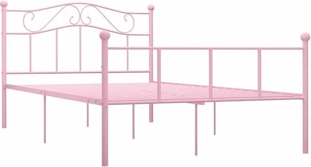 Berkfield Home Pink Metal Bed Frame W: 140 cm, D: 200 cm