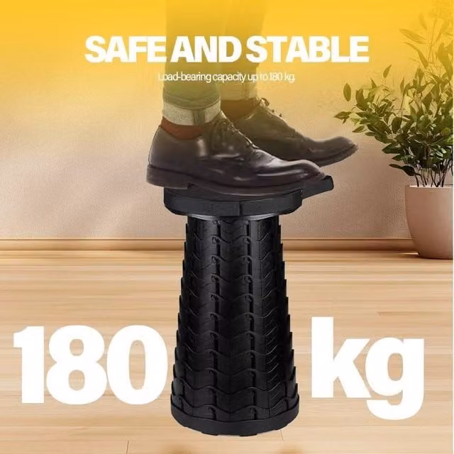 NESTLUNE Black Portable Telescoping Folding Stool – 1