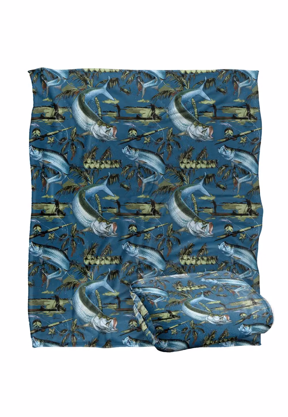 JQ Licensing Tarpon Tiki Fishing Pattern Super Soft Fleece Throw Blanket, White, W/D/H: 152 x 127 cm – 2