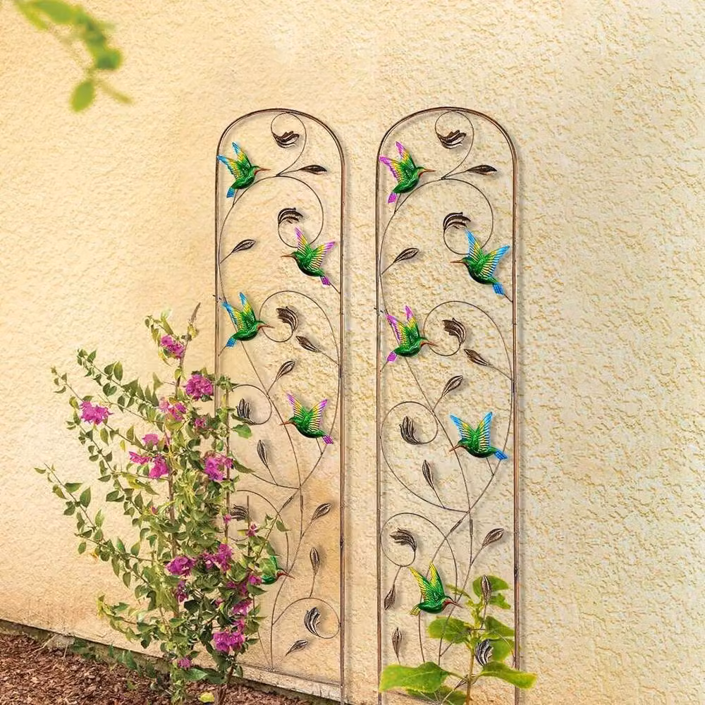 NESTLUNE 2 Pack Metal Garden Obelisk Climbing Plant Support Frames in Bronze – 4