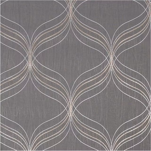 Boutique Optical Geo Silver Geometric Abstract Wallpaper in Grey and Silver, Width: 52 cm, Length: 1000 cm