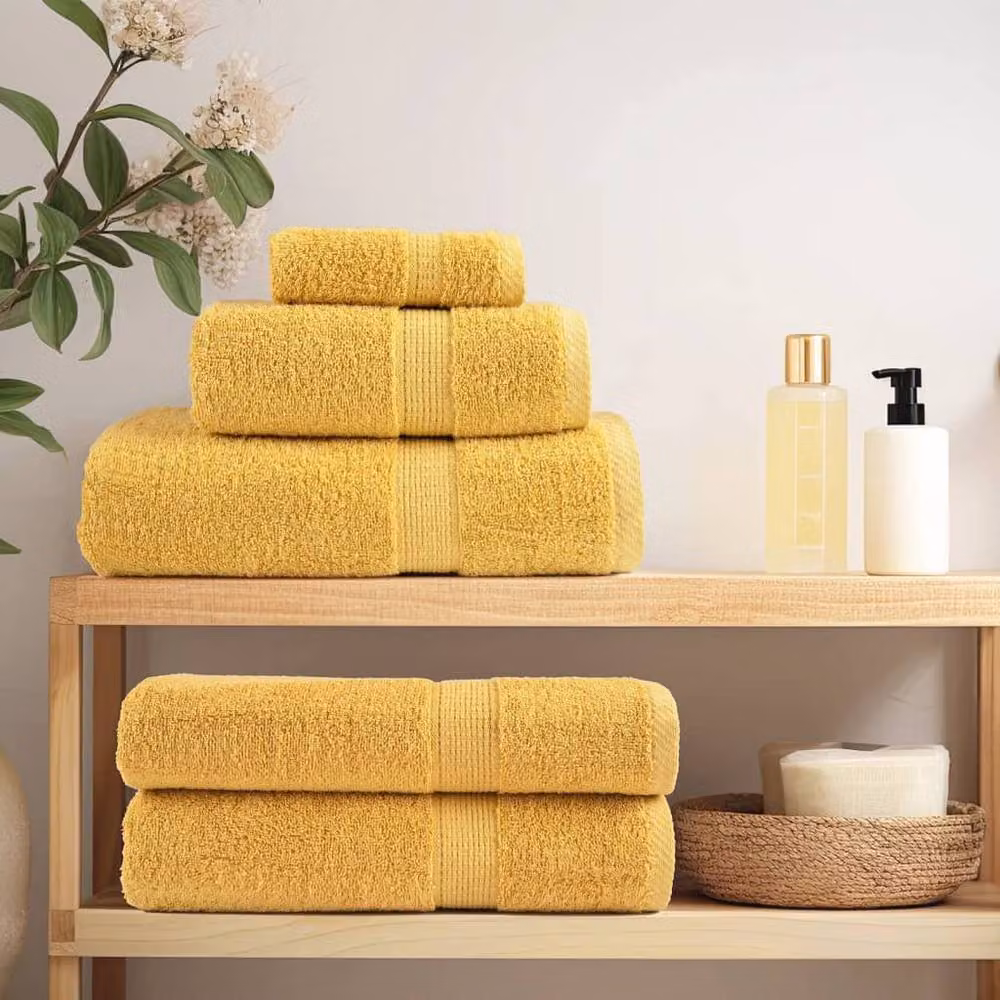 Berkfield Home SOLUND Premium Cotton Terry Towels, Gold, 2 Pack, W: 100 cm, L: 200 cm, 600gsm – 3