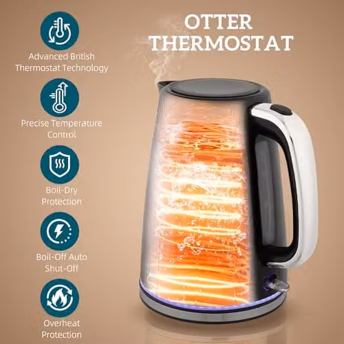 HOMCOM Kettle and Toaster Set in Black with 1.7L Rapid Boil Jug Kettle and 3000W Power – 1