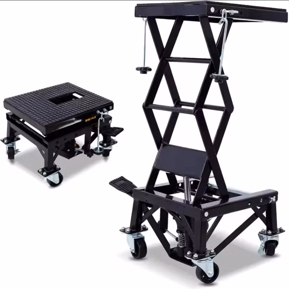 VOGREX Black Steel Hydraulic Motorcycle Lift Table and Scissor Jack for ATV Workshop Use – 6