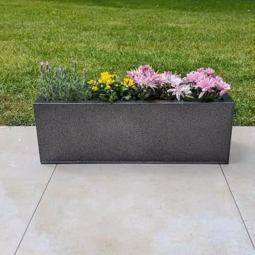 Access Garden Products Galvanised Steel Trough Planter in Silver and Black, W: 70 cm – 1