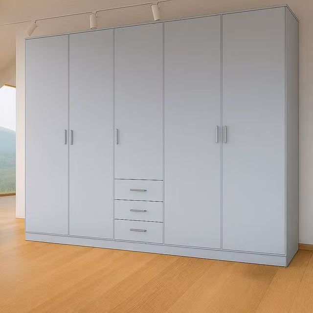 TJS Venice 5 Door 3 Drawer Wardrobe in Grey