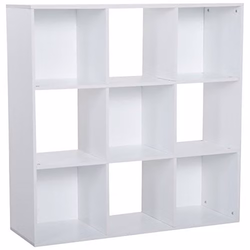HOMCOM 3-tier 9-cube storage bookcase in white for home or office, W/D/H: 91.5 x 29.5 x 91.5 cm – 1