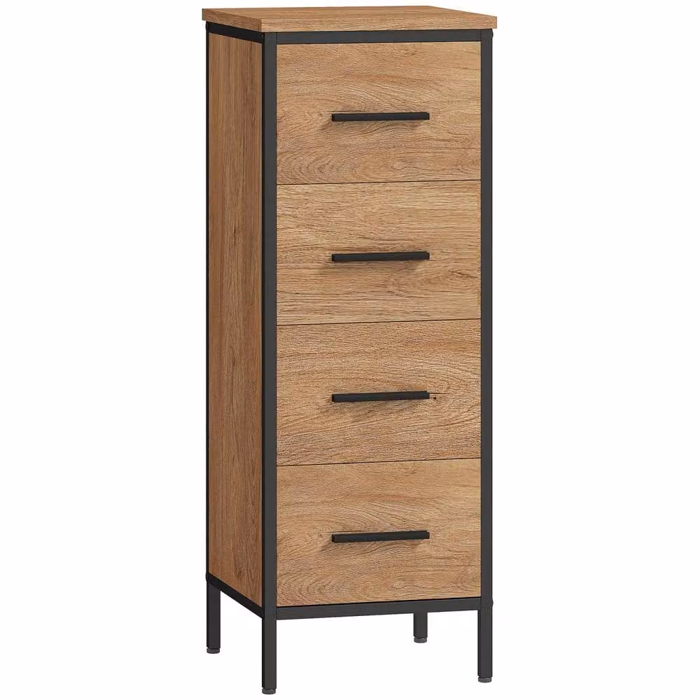 Wyld Haus Nita Narrow 4 Drawer Bathroom Cabinet in Light Oak Effect – 2