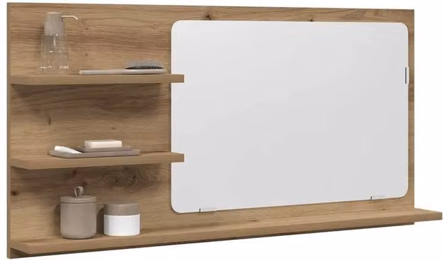 Berkfield Home Artisan Oak Bathroom Mirror Cabinet in Brown, W/D/H: 90 x 11 x 45 cm – 1