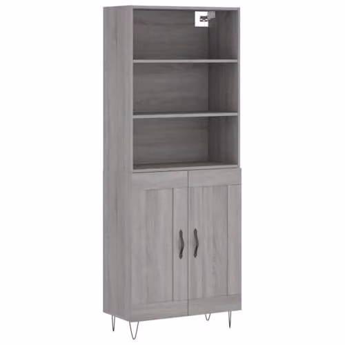 vidaXL Highboard in Grey Sonoma, Modern Engineered Wood Storage Cabinet, W/D/H: 69.5 x 34 x 180 cm – 1