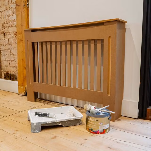 Jack Stonehouse Unpainted Vertical Line Radiator Cover, Brown, Width: 112 cm