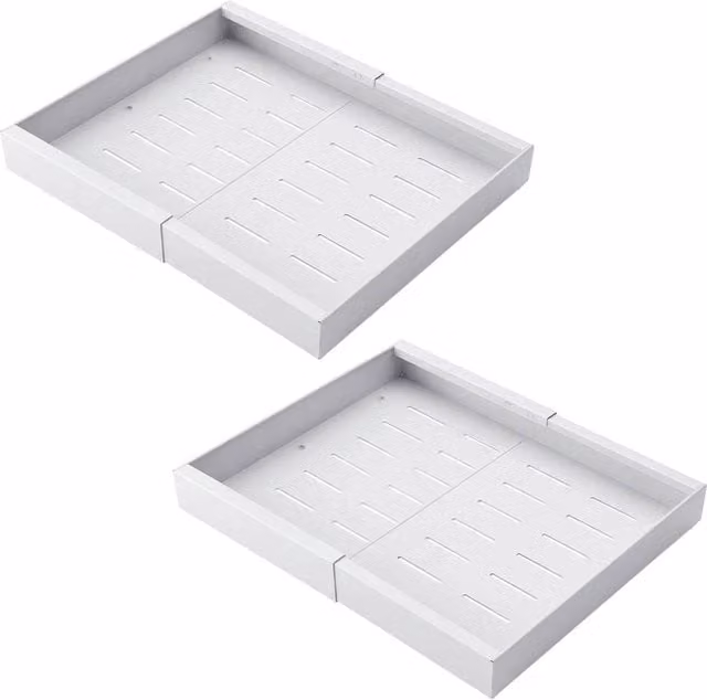 VOGREX 2 Pack Expandable Adhesive Pull Out Cabinet Drawer Inserts in White