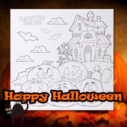 VFM e-Store Halloween Canvas Craft Accessory Trick or Treat House in White, Height: 25 cm – 6