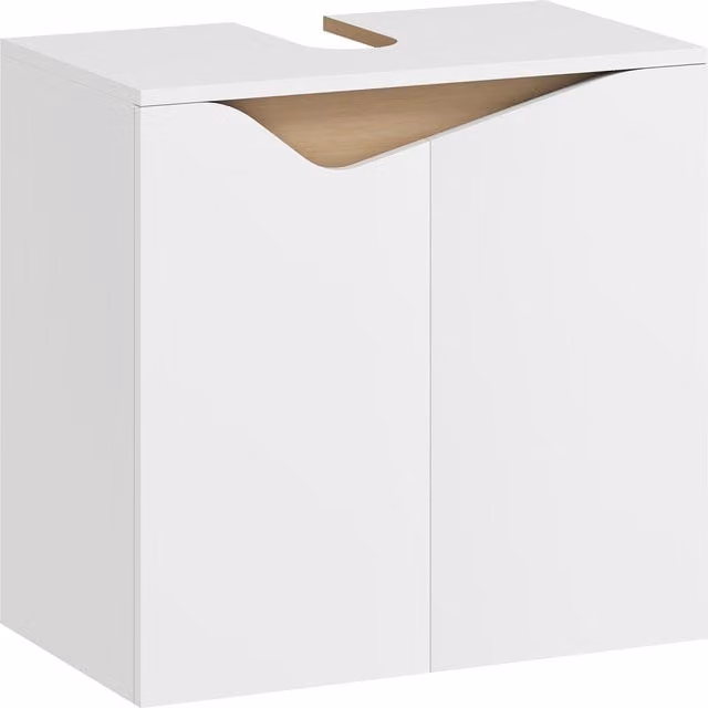 HOMCOM White Under Sink Bathroom Storage Cabinet with Soft-Close Hinged Doors