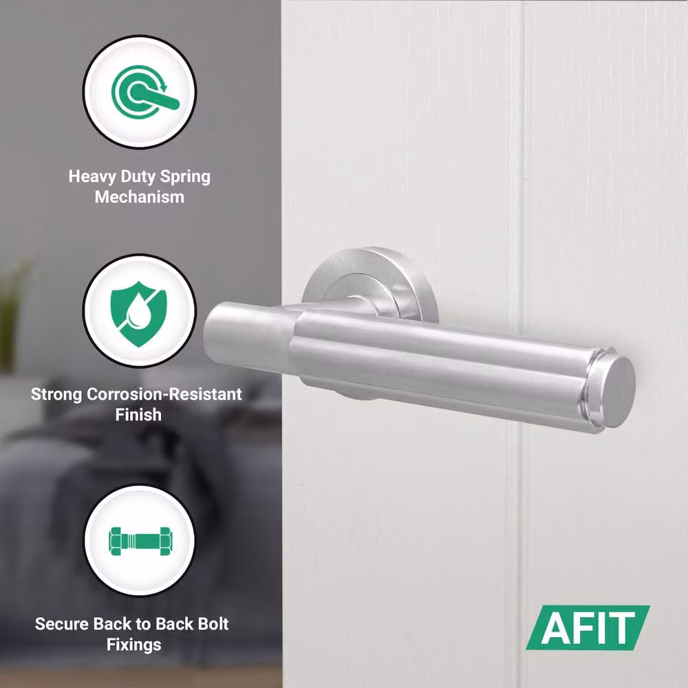 AFIT Satin Nickel Door Handle Latch and Hinge Set in Silver Aluminium, 150 x 150 mm – 2