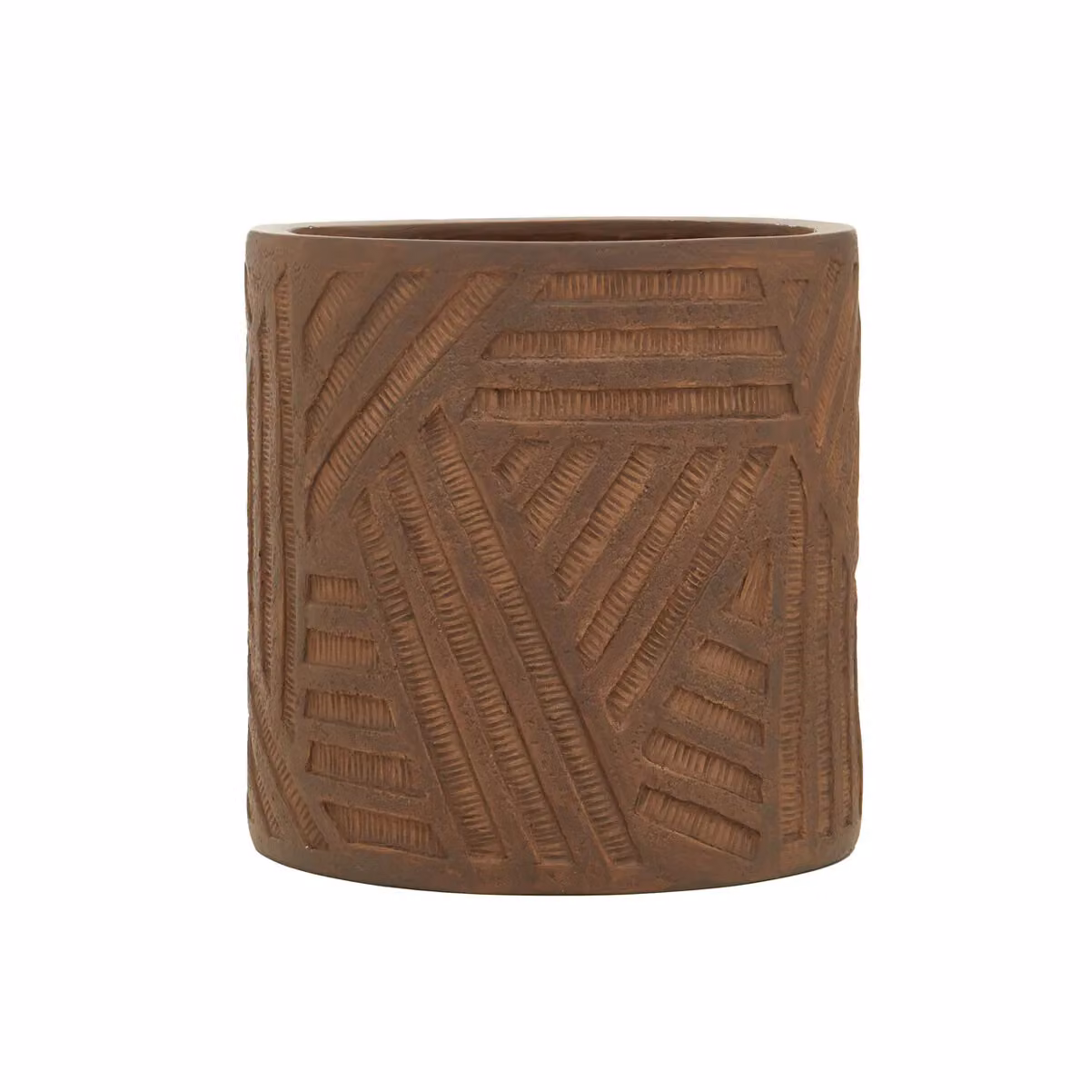 Orsina Darnell Brown Geometric Round Tabletop Planter – 3