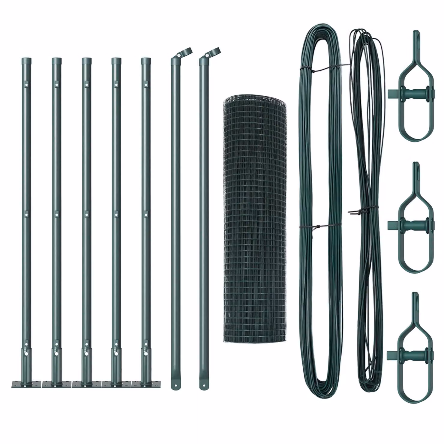 Berkfield Home Green Steel Welded Wire Fence with 7 Flanged Posts, W: 0.4 m, L: 10 m – 2