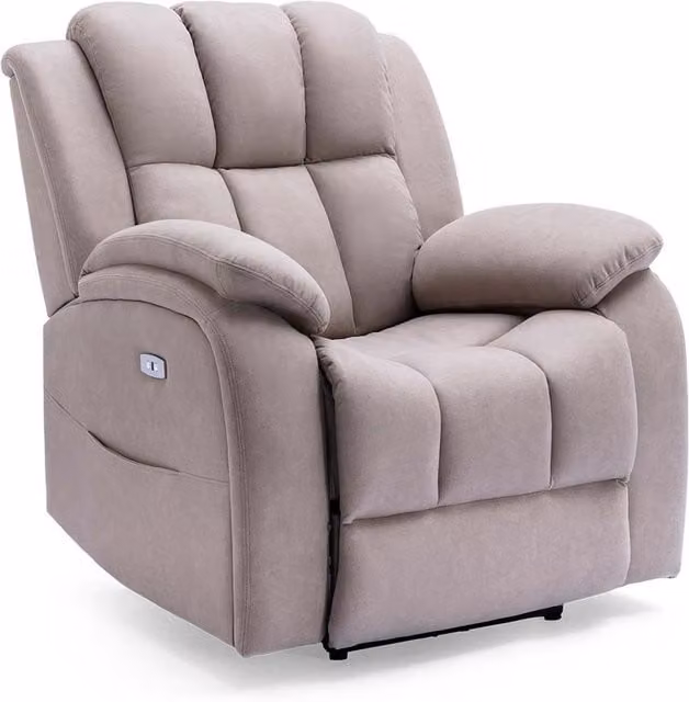 More4Homes Brookline Electric Fabric Auto Recliner Armchair with USB Charging in Cream – 1