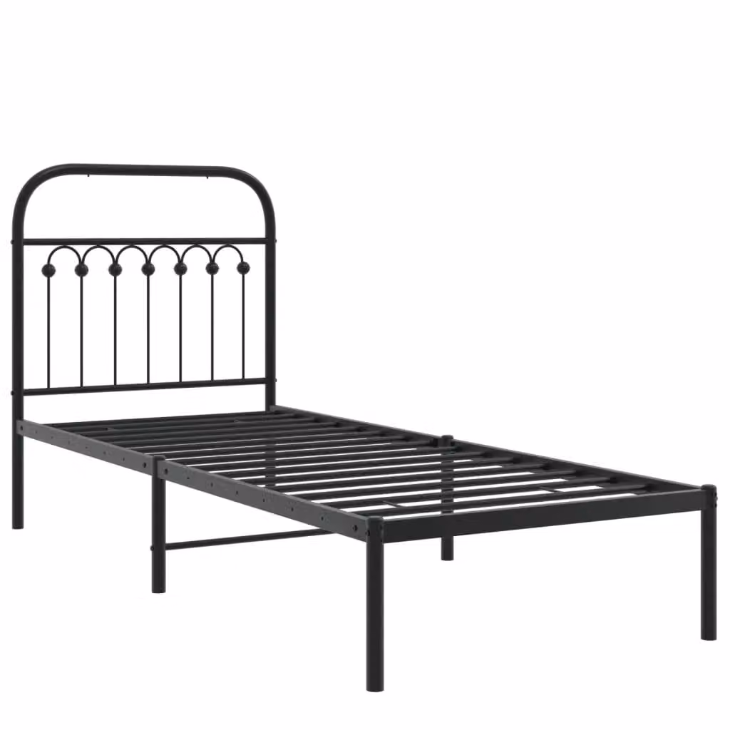 Berkfield Home Metal Bed Frame with Headboard, Black, W/D/H: 75 x 190 cm – 2