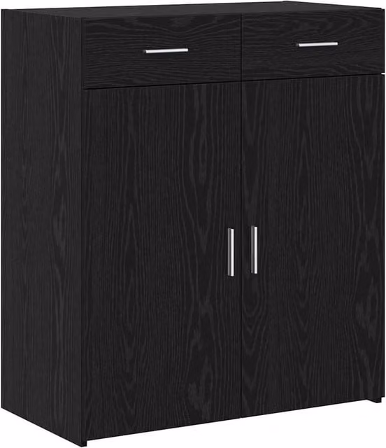 Berkfield Home Modern Black Oak Storage Cabinet in Engineered Wood W: 80 cm, D: 42.5 cm, H: 93.5 cm – 1