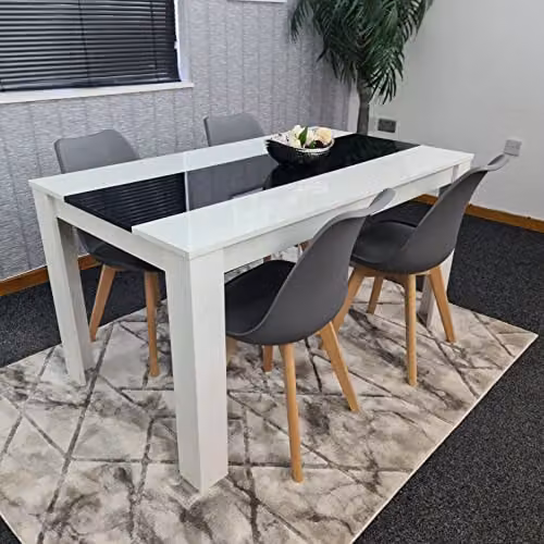 Kosy Koala Modern Dining Set with White and Black Rectangular Glass Table and 4 Grey Tulip Chairs – 3