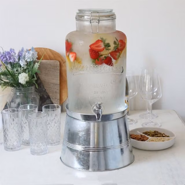 Rink Drink Glass Drinks Dispenser with Tap and Bucket Stand, 8.7 l, Silver
