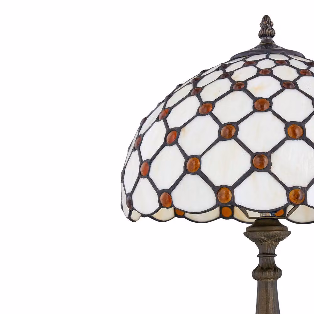 First Choice Lighting Nicolson Natural Tiffany Jewel Table Lamp in Bronze, Height: 47 cm – 2