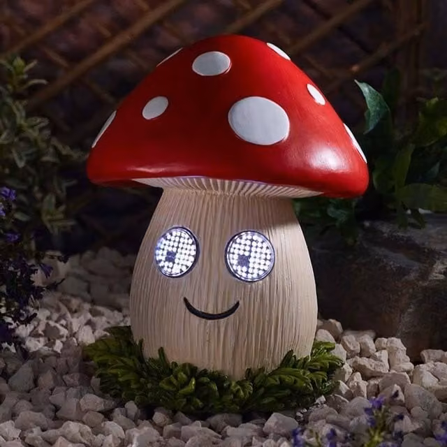 Marco Paul Solar LED Blinkin Mushroom Garden Ornament in Red, Height: 30 cm