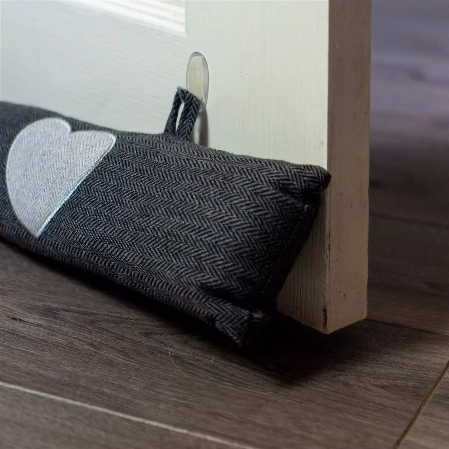 Nicola Spring Herringbone Heart Draught Excluders, Grey, Pack of 2 – 8