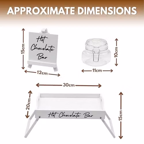 Marco Paul Interiors 6-Piece Hot Drinks Station Set with Wooden Serving Tray, 3 Transparent Glass Clip Top Jars and 2 White Easel Signs – 2