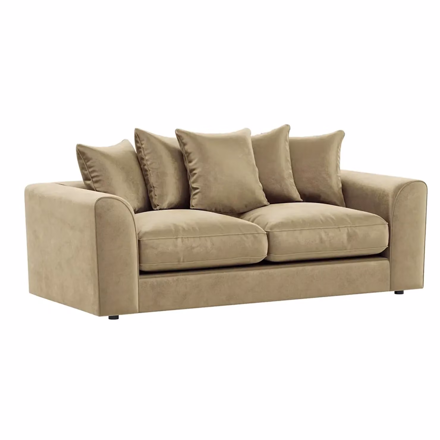 Furnishings For Less UK Brooklyn Plush Velvet Fabric Sofa Set, 3 and 2 Seater, Beige – 2