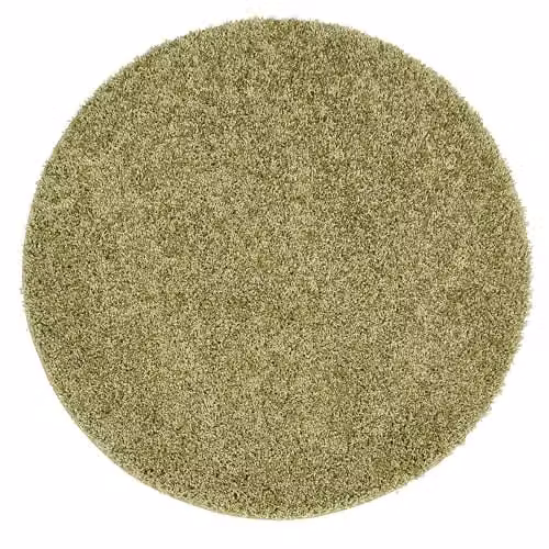My Mat Green Round Non-Slip Washable Shaggy Pile Rug, Diameter: 100 cm