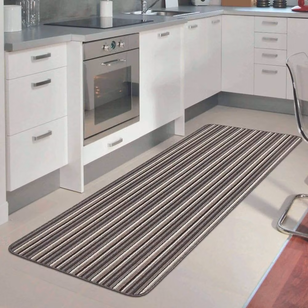 THE RUGS Washable Nonslip Striped All-Purpose Mat, Grey, W/D/H: 67 x 240 cm – 5