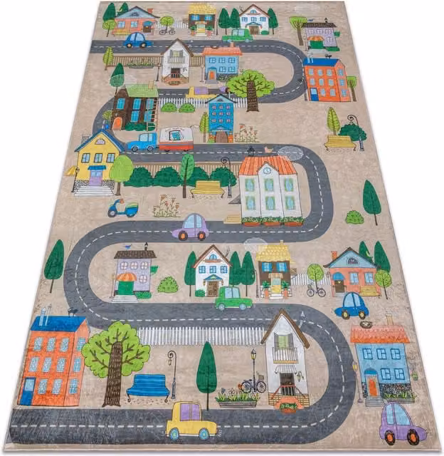 RugsX Bambino Kids Motif Rug in Beige and Multicolour, W: 200 cm, L: 290 cm