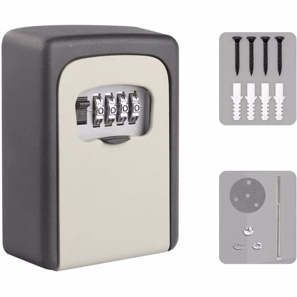 Kelvenix 4-Digit Combination Wall Mounted Key Safe Box in Grey – 4