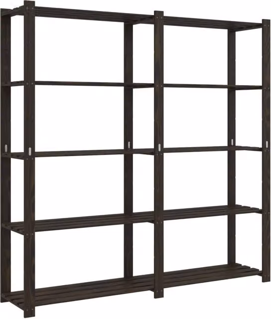 Berkfield Home 5-Tier Solid Wood Pine Storage Rack in Black, H 170 x W 170 x D 38 cm