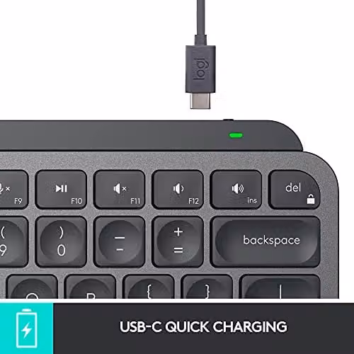 Logitech MX Keys Mini Wireless Illuminated Keyboard, Graphite/Black – 5