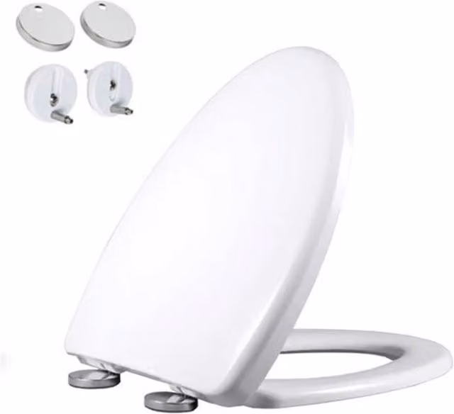 VOGREX Heavy Duty White Oval Soft Close and Quick Release Toilet Seat – 1